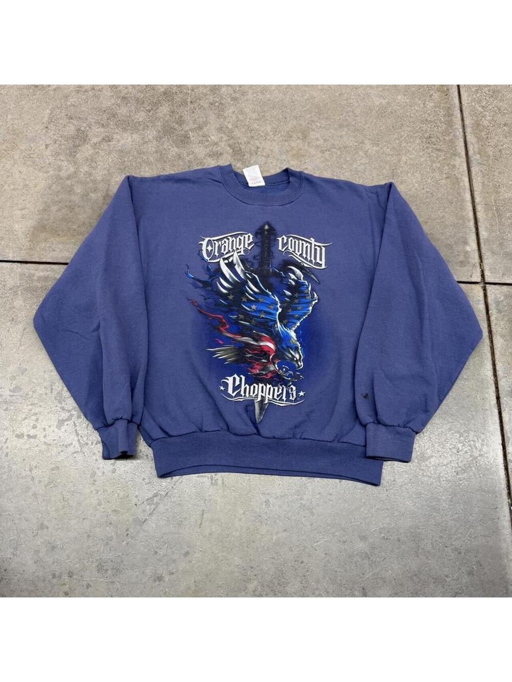 vintage orange county choppers blue sword eagle crewneck size medium